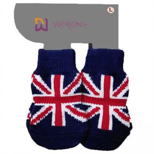 China Customized Dog Sock Knitting Patterns Union Jack 95% Cotton 5% Spandex on sale