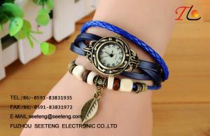  Fashion Vintage watches ladies watches with colorful beads bracelet and leather braided band Manufactures
