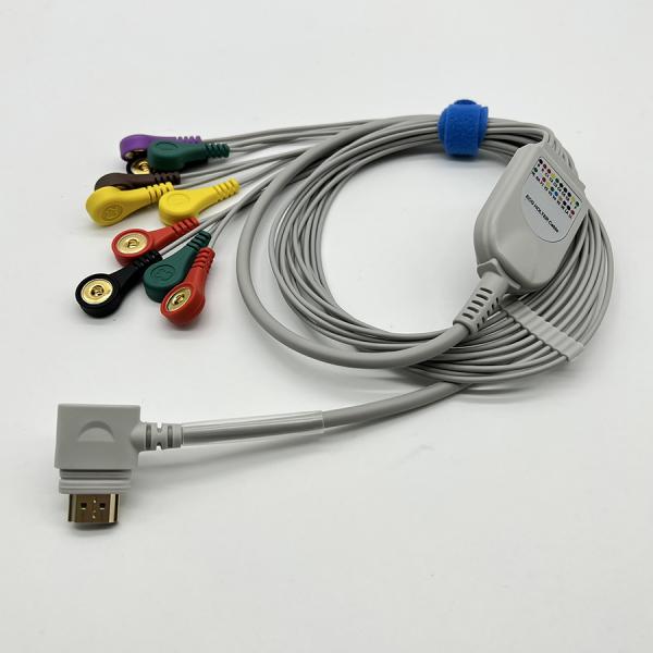 Rencare 10 Lead ECG Holter Cable Grey TPU Material Snap End 1.1m