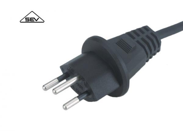 Quality Black European Power Cord SEV Approval Swiss Power Cable With Sweden Power Plug for sale