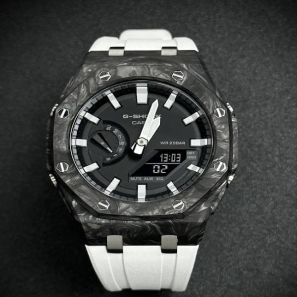 Mechanical Casio Watch Case Fashion Fold Over Clasp Type Carbon Fiber Watch Case