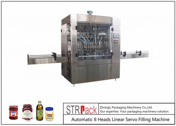 Quality 30-80 B/MIN Automatic 8 Heads Linear Servo Motor Control Piston Filling Machine For 0.5-5L for sale