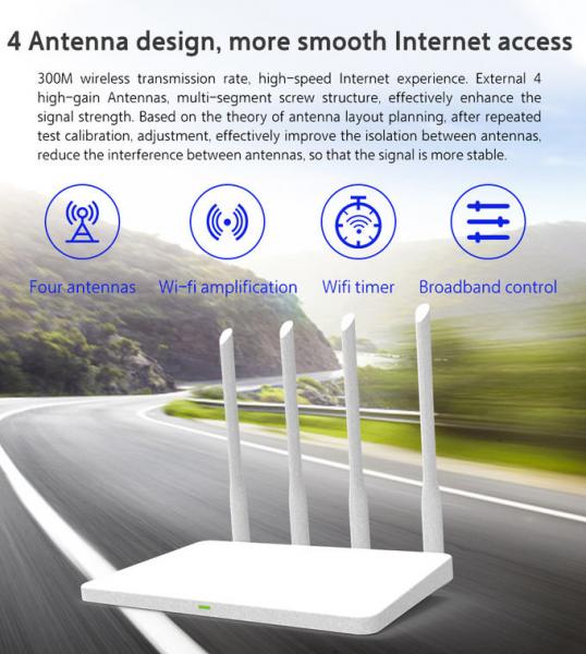 Wifi Router 300M Transmission Rate Wireless 4G Router White Color 100M Wan Port
