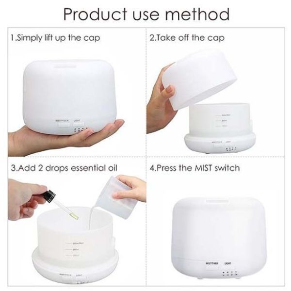 500ml Aromatherapy Essential Oil Diffuser Humidifier Room Decor Lighting with 7 LED Color