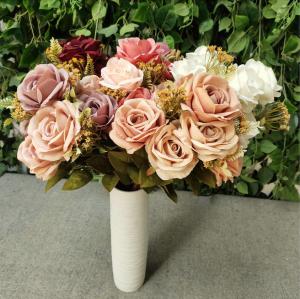  11 Heads Silk Artificial Rose Flowers For Hom Decoration Manufactures