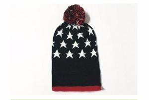  100% Acrylic 24*20cm Weight 96g with Pompom Black Red The Stars Knitting Cheap Cool Fashion winter knitting Hats Manufactures