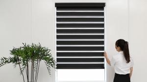 China CE Black Automatic Zebra Blinds Remote Control Day And Night Blackout Blinds on sale