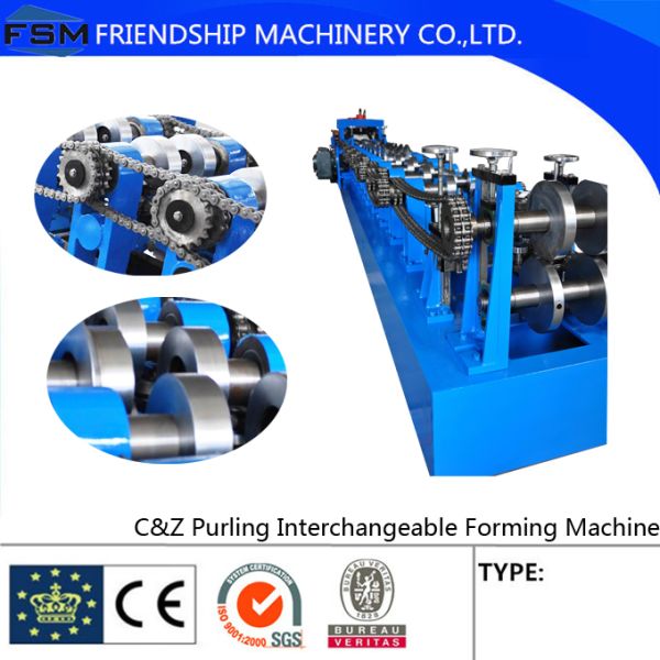 7.5KW C Z Purlin Roll Former Machine With Automatic Punching And Cutting Device