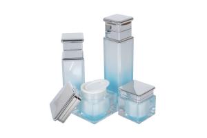  80 / 100ml Square Acylic Serum Lotion Bottle Skincare Cosmetic Set Cream Jar Manufactures