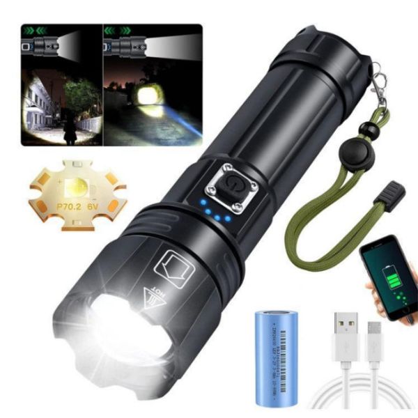 High Lumens LED Torch Flashlight Rechargeable For Outdoor Activity