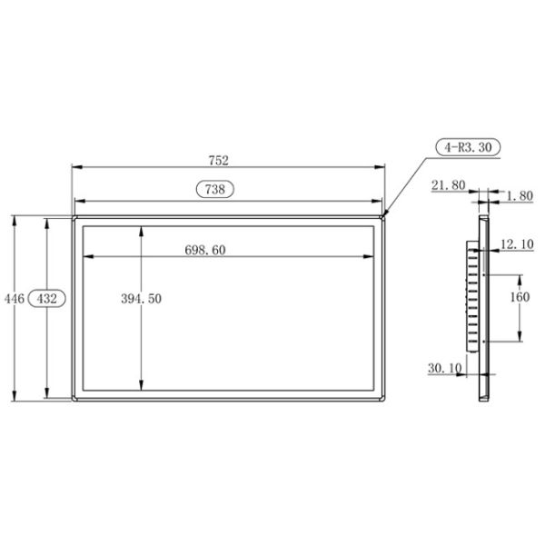 32-Inch Embedded Monitor for Surveillance Systems, Airport Dashboards, Public Information Displays, and Command Operations