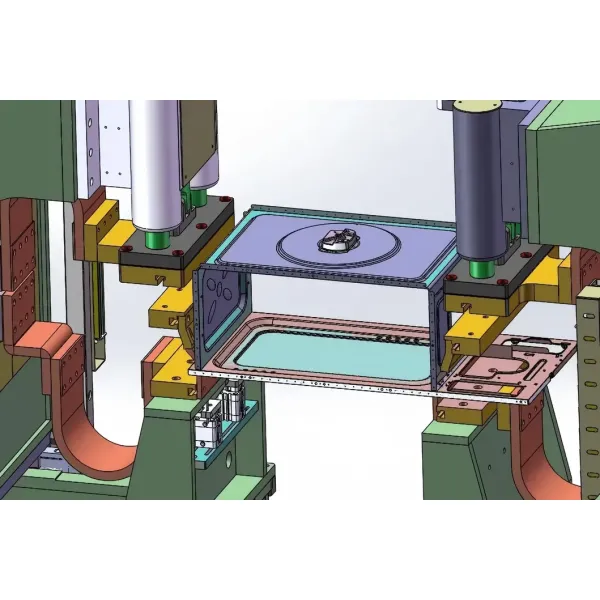 Trintfar automatic production line, used for welding the inner shells of ovens, microwave ovens and food dryers, as well as the welding machines.
