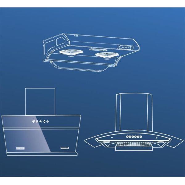 Kitchen Appliances Glass Wall Mount Chimney-Style Range Hood Pyramidal