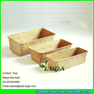 China LUDA home storage box natural straw baskets set of 3 on sale