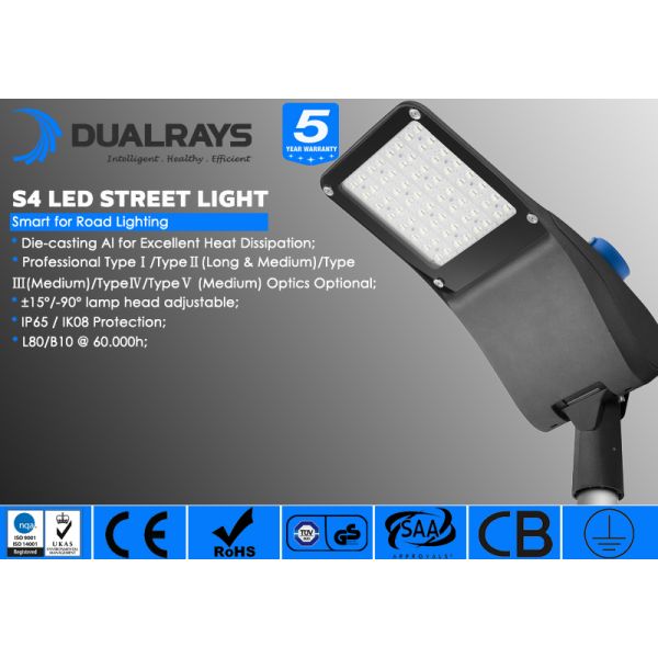 140LPW Outdoor LED Street Lights 180 Watt IP66 Meanwell Photocell Controller