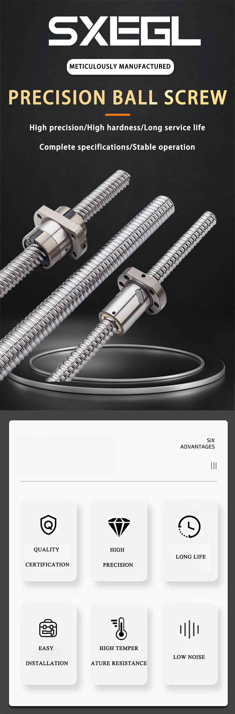 High Precision Rolled Thread Ball Screws Low Friction CNC Machine Ball Screw 10mm 160mm