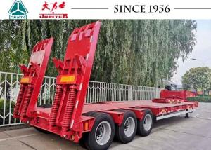China Carbon Steel 3 Axle Low Bed Trailer With Rear Hydraulic Ramp Spring Ramp on sale