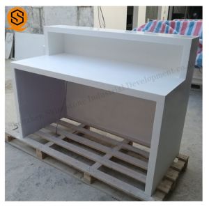 OEM ODM White Solid Surface Reception Desk With Led Light