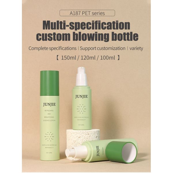 Green Plastic Pump Bottles Frosted Plastic Bottles Customized With Cylindrical Design