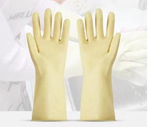 China Thickening Yellow Household Latex Gloves Puncture Prevention 32cm Yellow Latex Glove on sale