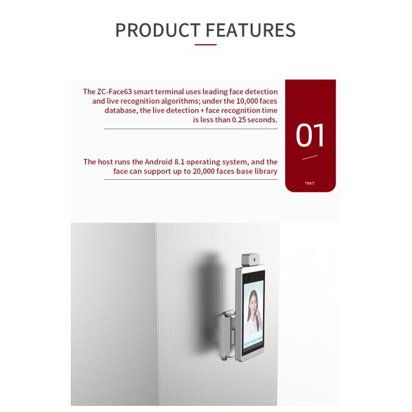 Wall Mounting Face Recognition Biometric Machine Security For Time Attendance