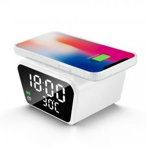  High Efficiency Alarm Clock Qi Charger , Compatible Wireless Charging Alarm Manufactures