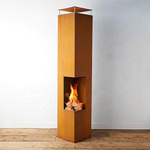  Rectangular Rusty Corten Steel Outdoor Fireplace Wood Burning Chiminea Manufactures