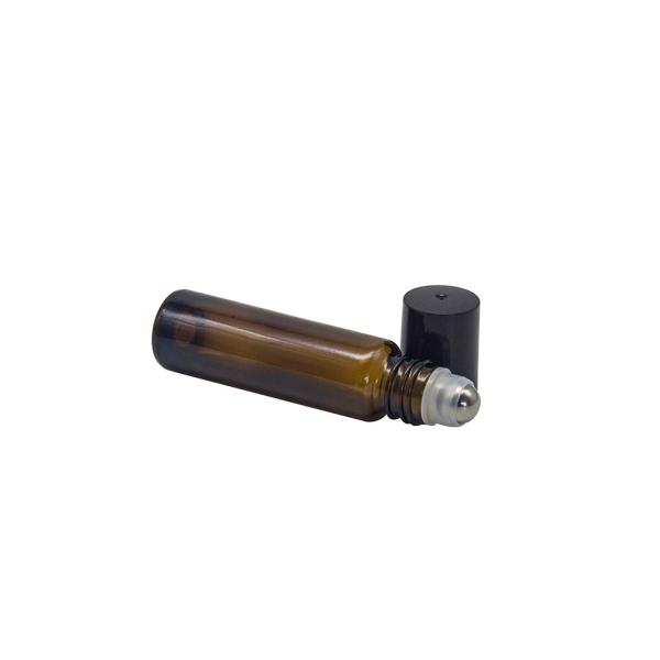 Round Amber Black Cap 5ml Empty Roll On Bottles
