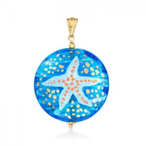  Italian Murano Glass Starfish Pendant In 18kt Gold Over Sterling Manufactures