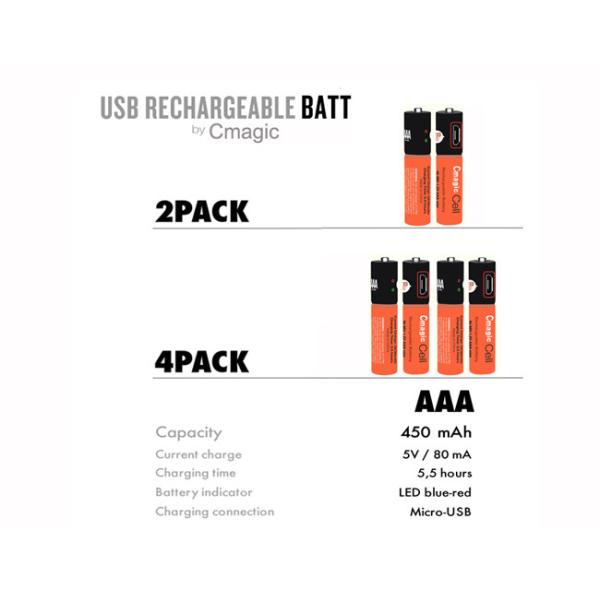 450mAh NIMH USB AA Battery , High Capacity Usb Battery Long Operation Life