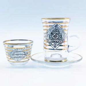 China Kitchen Arabic Tea Cup Flower Pattern Custom Arabic Cawa Cups on sale