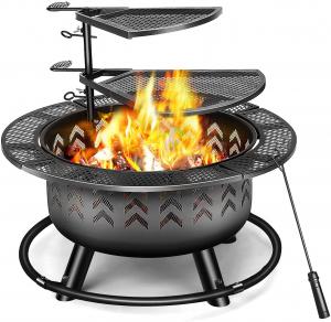  2 In 1 Portable Charcoal Fire Pit Bbq Outdoor For Wood Burning With Fireplace Poker Manufactures