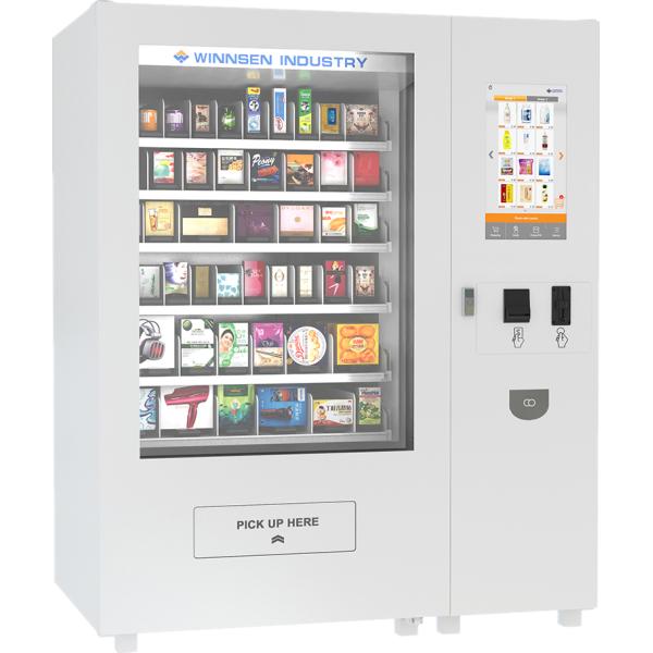 Coin Bill Card Payment Food Vending Machine For Sandwich Drinks With Advertising Display