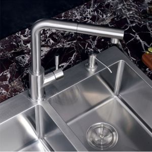 China 360 Degree Swivel Kitchen Sink Faucets Brass Brush Plated Finishing on sale