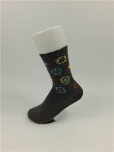  Black Pattern Kids All Cotton Socks , Knitted Anti Bacterial Thick Cotton Socks For Children Manufactures