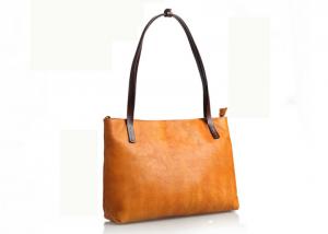  Yellow Vintage Leather Bags Ladies Tote Handbags Vegetable Leather Shoulder Bag Manufactures