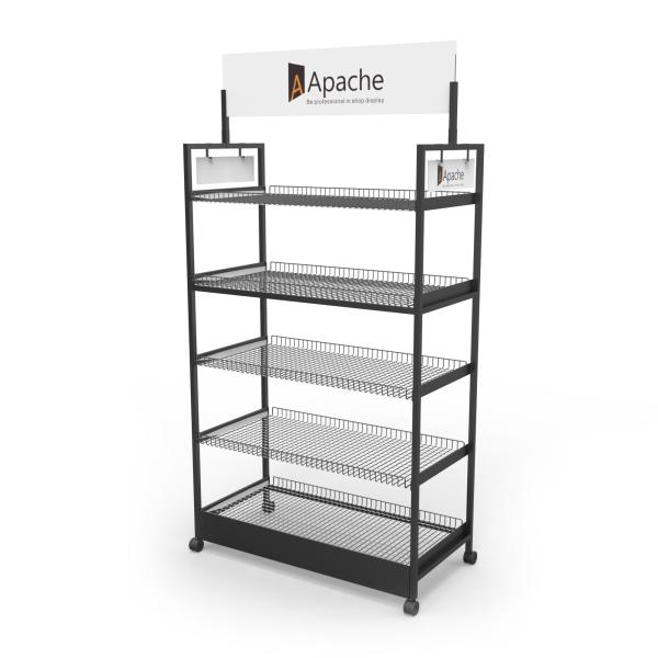 Q235 Retail Wire Display Racks Metal Free Standing Wire Display Racks With Wheels