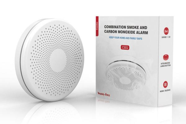 White Wireless Smoke Alarms Detector Carbon Monoxide And Smoke Detector With AA Alkaline Battery