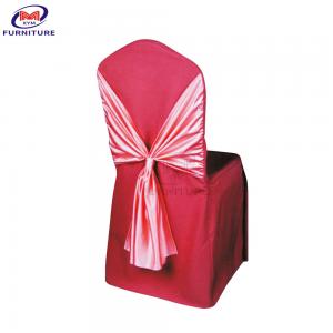  Hotel Outdoor Smooth Chair Covers And Sashes Polyester / Cotton Red With Bow Manufactures