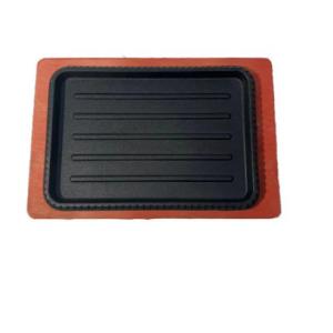  Manufacturers Cookware Bbq Griddle Plate Cast Iron Square Grill With Wooden Base Manufactures