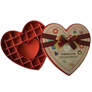  4C CMYK Food Gift Box Packaging Heart Shaped Gift Box With Paper Inster Ribbion Manufactures