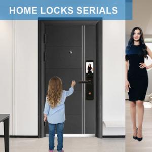  Tuya Luxury Smart Door Lock Touch Panel Biometric Code Card Key Access Handle Lock Manufactures
