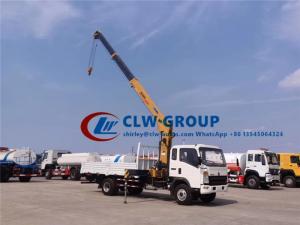 China RHD Howo 3.2 Tons Straight Arm Truck Mounted Hydraulic Crane on sale