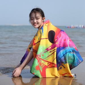 China Waffle Weave Quick Dry Microfiber Beach Towel 84 Inch Parrot on sale