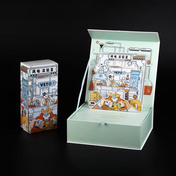 Quality Book Shape FSC Luxury Rigid 3D Pop Up Cardboard Box For Wine Bottle Magnets Flap Pannel for sale