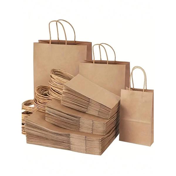Custom Logo Lightweight Paper Packing Bag With Square Bottom And Twisted Handle