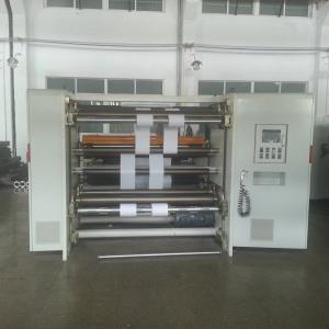 China Fully Automatic Three Motor Foil Rewinding Machine Paper Rewinding And Slitting Machine on sale