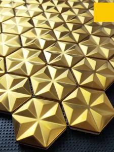  Hexagonal Gold Metal Mosaic Brick House Bathroom Wall Sticker Background Wall Manufactures