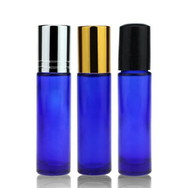 Blue OEM Perfume Oil Roll On Bottles Screw Cap 10ml Roller Ball Bottle