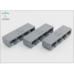 Buy cheap Unshielded 1x4 Four Ports RJ45 Female Connector For Network Modem Grey Color from wholesalers